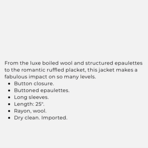 Chico's Military Army Green Ruffled Front Wool Blend Lined Jacket Blazer y2k - Picture 12 of 13